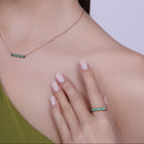 Rose Gold Plated 925 Sterling Silver Green CZ Ring - BGR01298