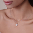 Rhodium Plated 925 Sterling Silver Palm Tree CZ Earring and Pendant Set - BGS00615