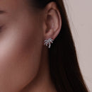 Rhodium Plated 925 Sterling Silver Palm Tree CZ Earring and Pendant Set - BGS00615