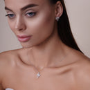 Rhodium Plated 925 Sterling Silver Palm Tree CZ Earring and Pendant Set - BGS00615