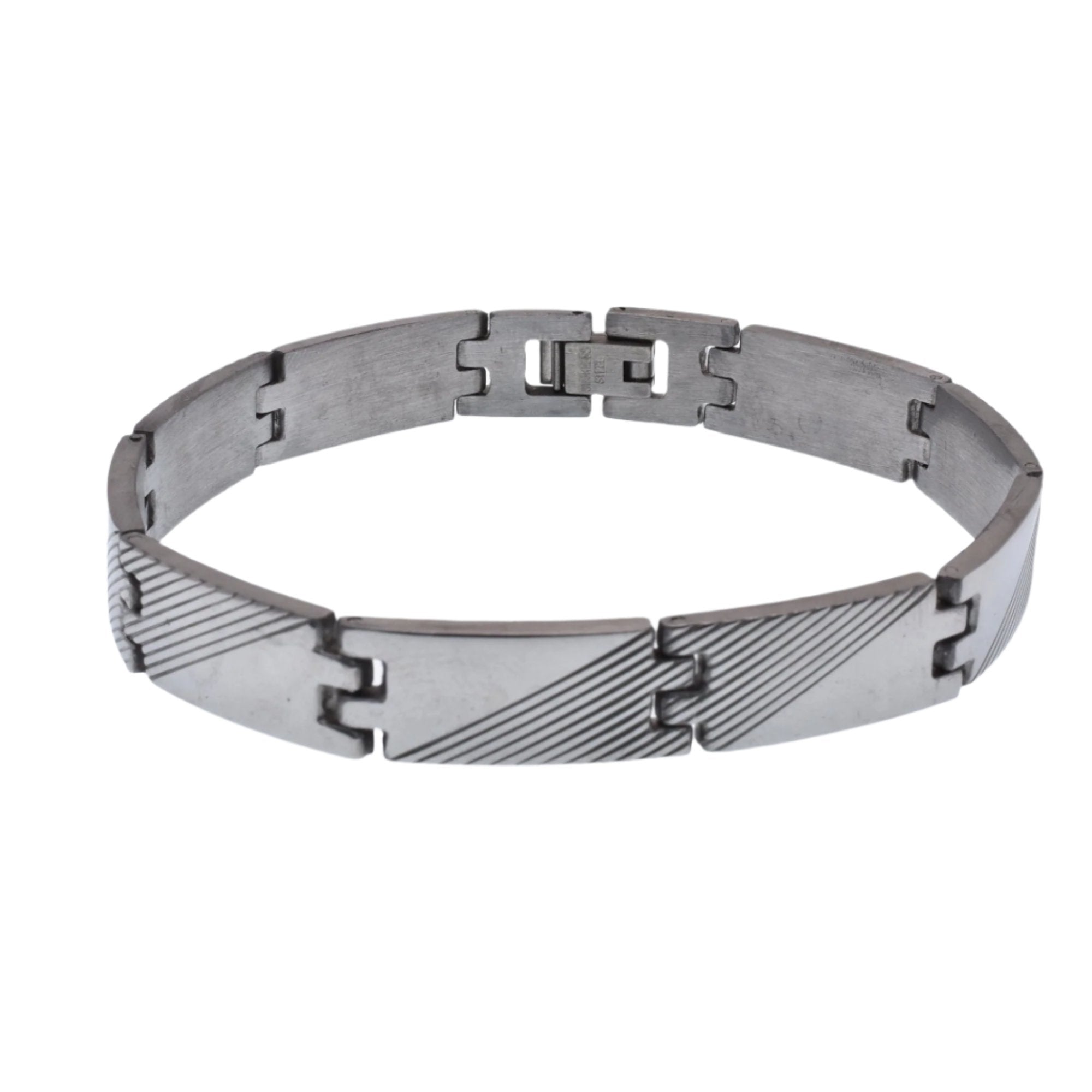 Pulsera de acero inoxidable con diseño de rayas de 10 mm - BJB00816