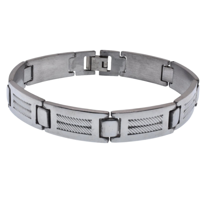 Stainless Steel Center Stripe Design 12.1mm Bracelet - BJB00832