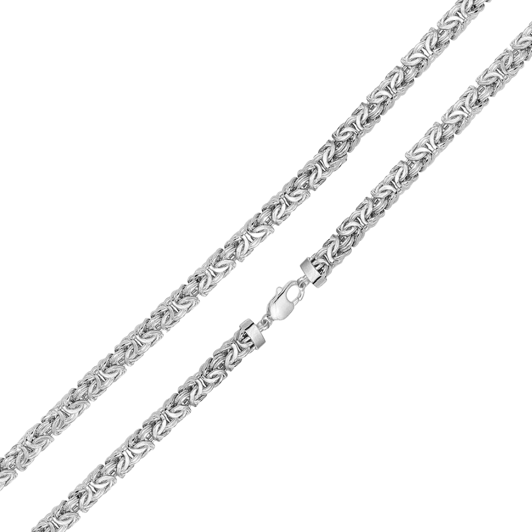 925 Sterling Silver Flat Hollow Byzantine Chain or Bracelet