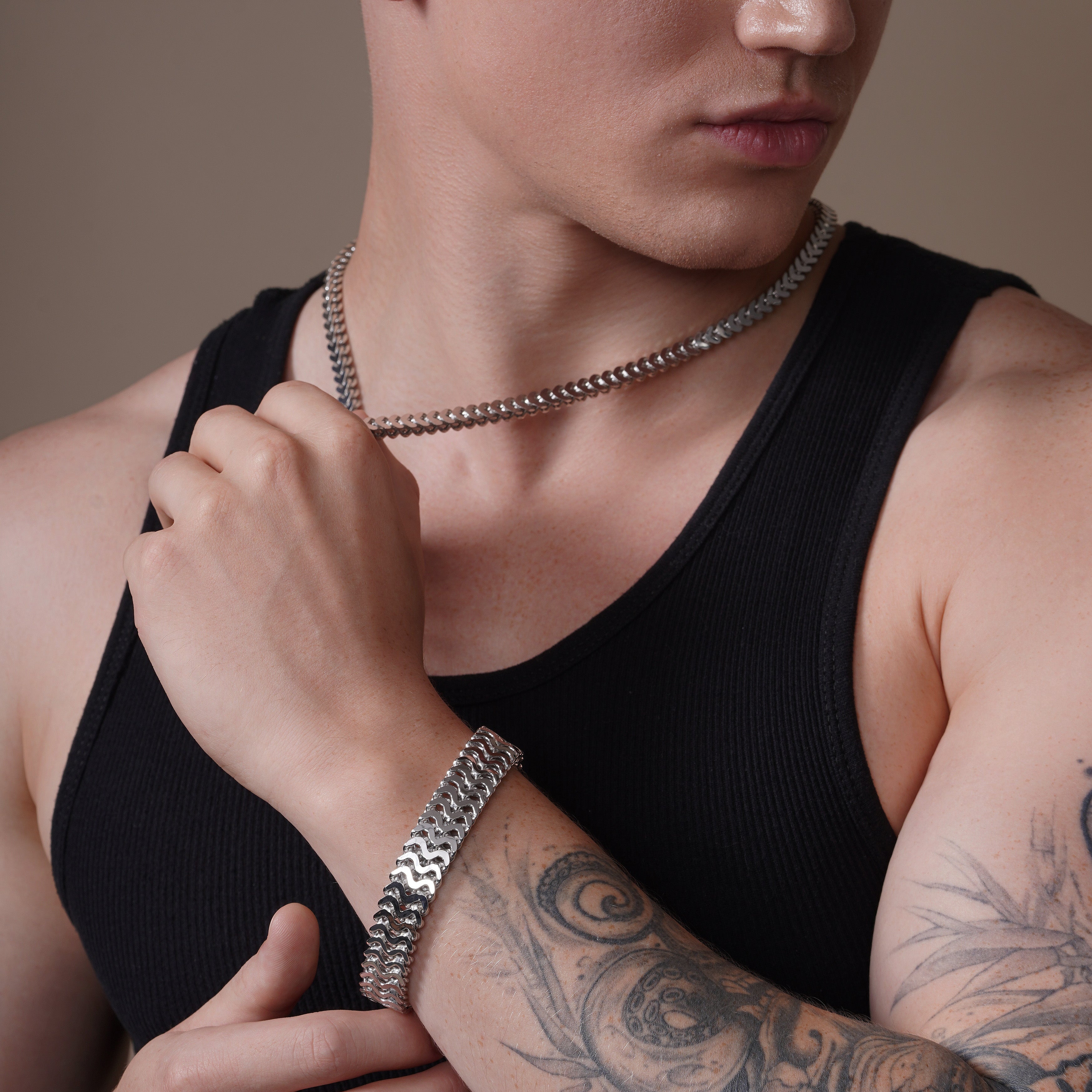 Cadena o pulsera Franco hueca de plata de ley 925 rodiada de 6,2 mm - CHHW103 RH