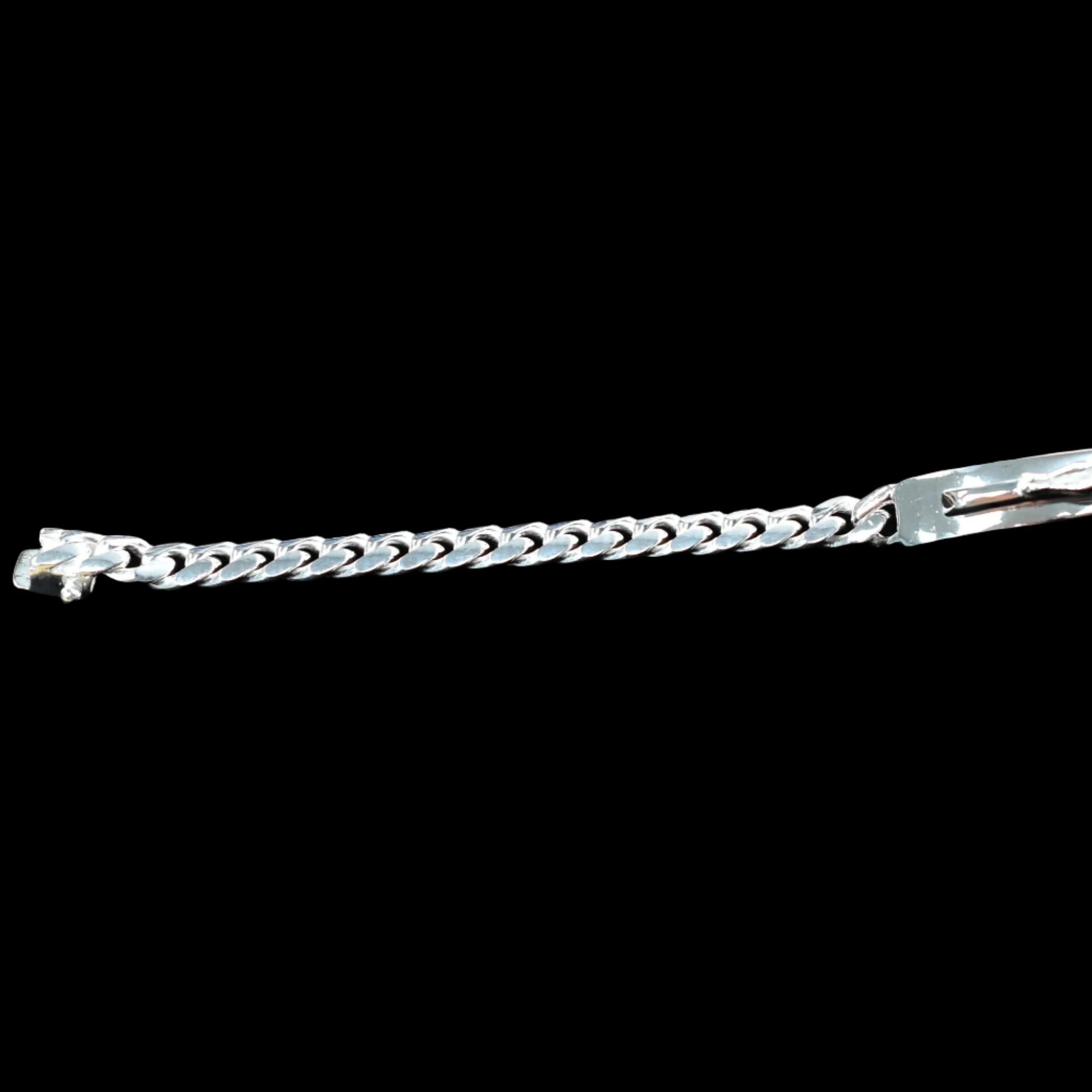 925 Sterling Silver Curb 6.1mm Jesus Christ Cross Bracelet