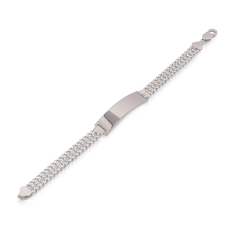 Pulsera de identificación de plata de ley 925 con borde texturizado de 7,8 mm - CDIB00028