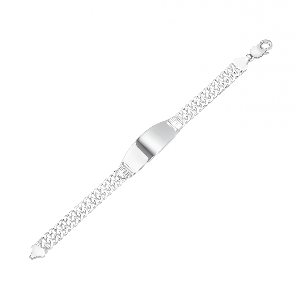925 Sterling Silver Double Curb Link ID 9mm Bracelet - CDIB00030