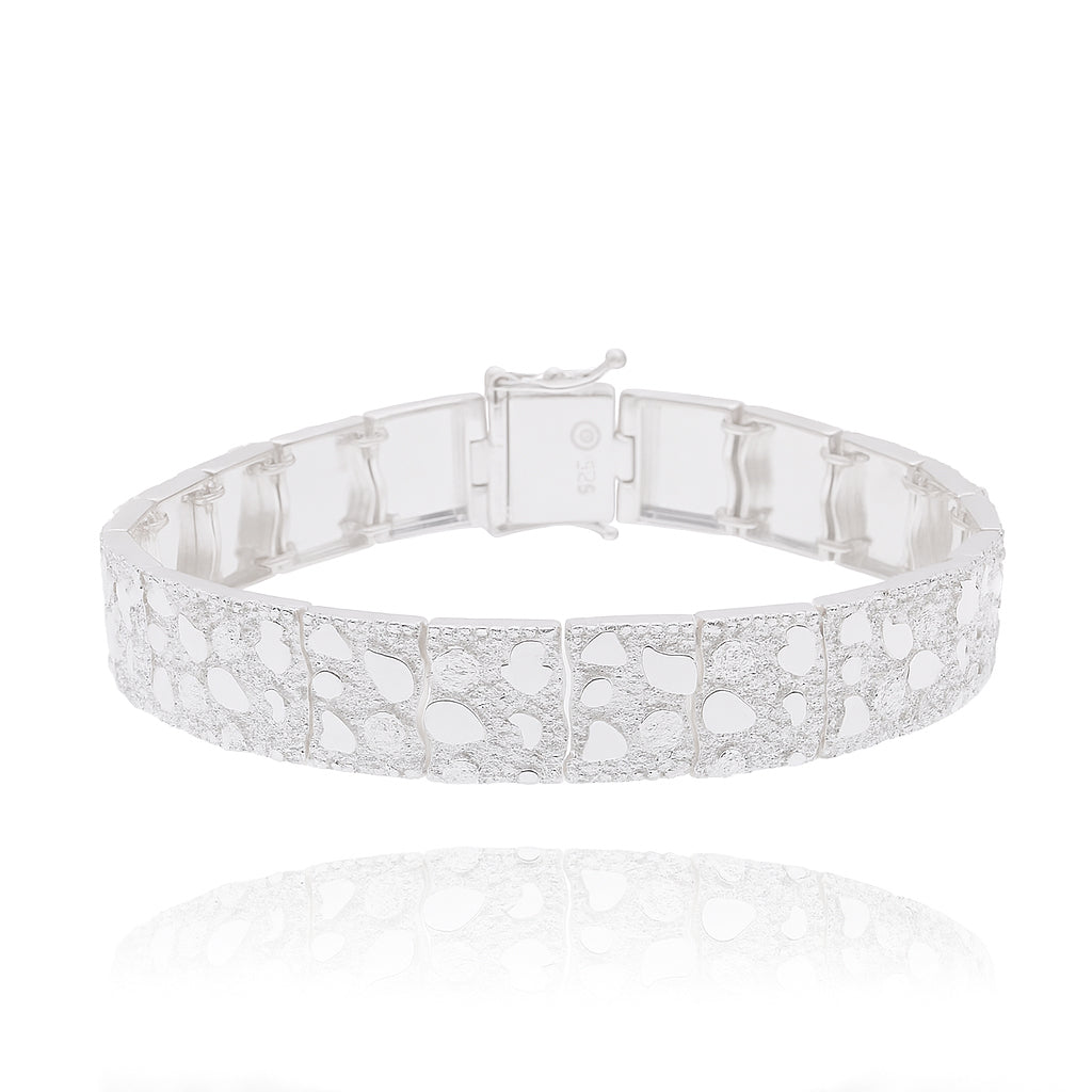 925 Sterling Silver Clustered Nugget 11.5mm Bracelet - CDIB00032