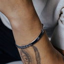 Pulsera de plata de ley 925 rodiada con identificación cubana de Miami de 7 mm - CDIB00033RH