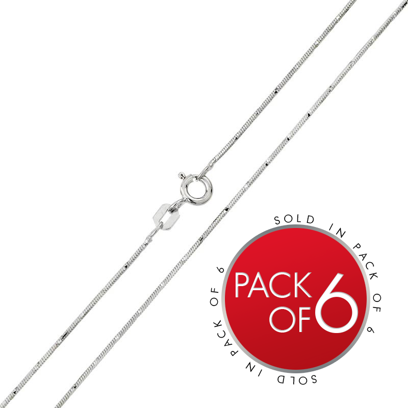 8 Sided Snake 020 DC Silver 925 Rhodium Plated Chain 0.8mm (Pk of 6) - CH135 RH