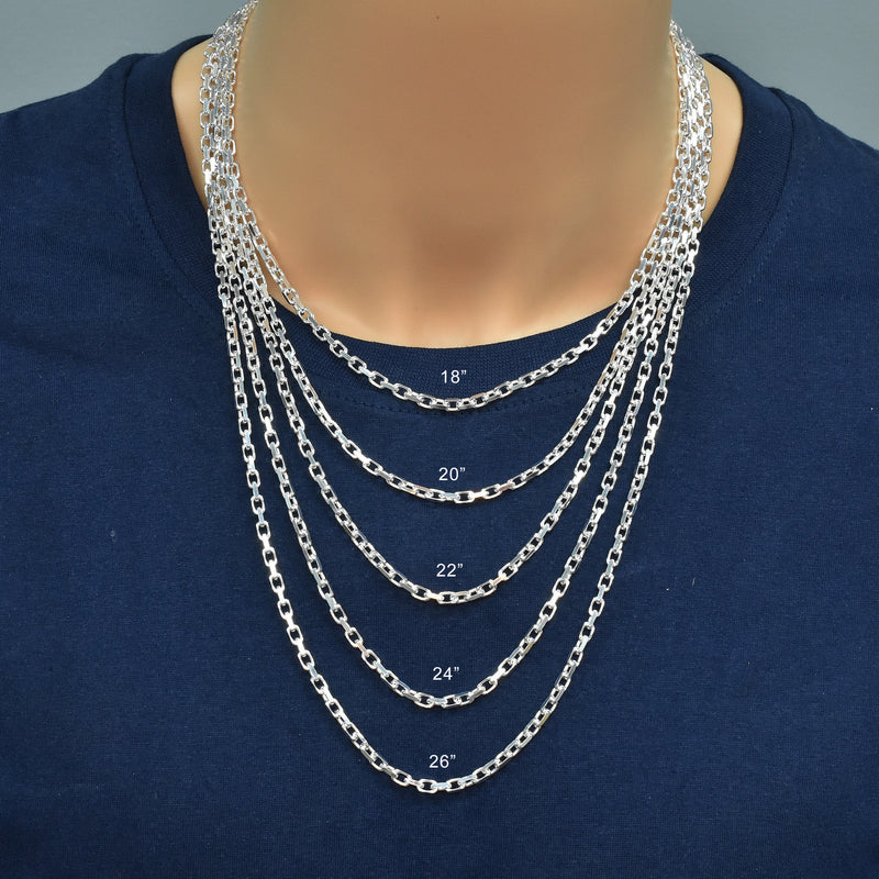 Cadena o pulsera de eslabones Forzatina de 3,2 mm con corte de diamante en plata de ley 925 (120 unidades) - CH19-120