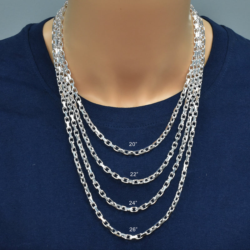 Cadena de eslabones Forzatina de plata de ley 925 con corte de diamante, 160, 4,7 mm - CH19-160
