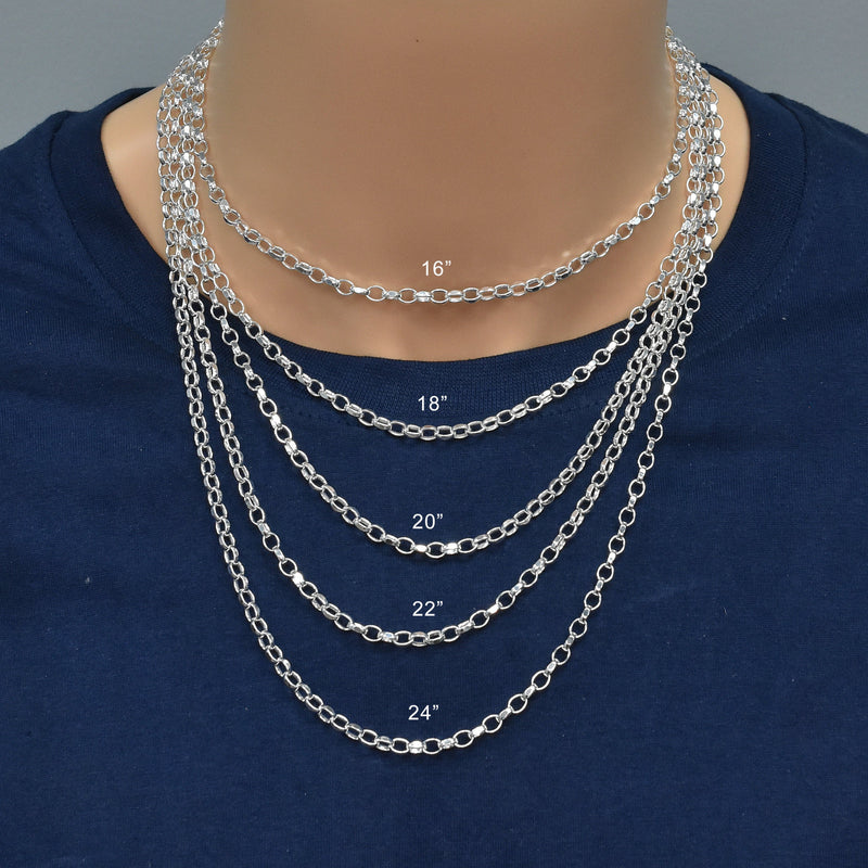Silver Flat Wire 4 Wided DC Oval Rolo 090 Chains 5.3mm  - CH31