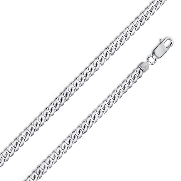 Rhodium Plated 925 Sterling Silver Miami Cuban 150 Chain or Bracelet Link 4.9mm - CH315 RH