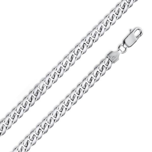 Rhodium Plated 925 Sterling Silver Miami Cuban 200 Bracelet or Chain Link 7mm - CH317 RH
