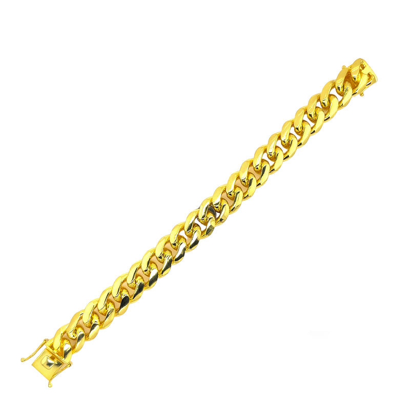 Gold Plated 925 Sterling Silver Miami Cuban 450 Chain or Bracelet Box Lock 15.4mm - CH446 GP