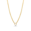 Gold Plated 925 Sterling Silver Cuban With Circle Design Chain or Bracelet - CH553GP