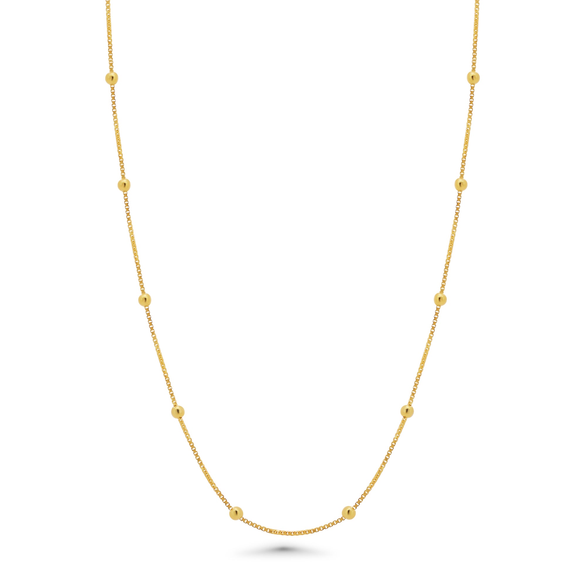 Gold Plated 925 Sterling Silver Box with Bead Chain or Bracelet 0.8mm - CH557 GP