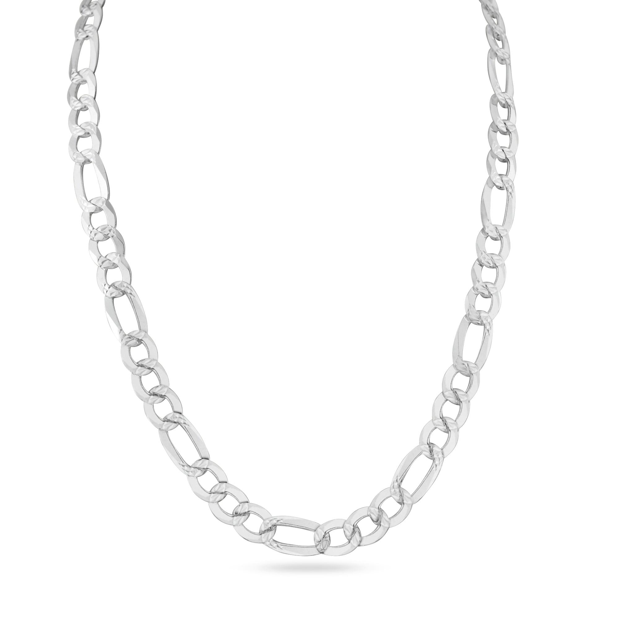 Men's 6mm 12 Piece Italian Figaro link Chain Diamond Pattern Necklace 8 20 24