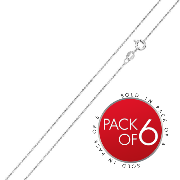 CH700 - Cable superligero de plata 925 de alto pulido, cadena 025 de 1,2 mm (paquete de 6)