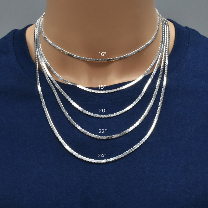 Cadena plana tipo cuerda/cadena en forma de S de plata de ley 925 de 3,0 mm - CH750