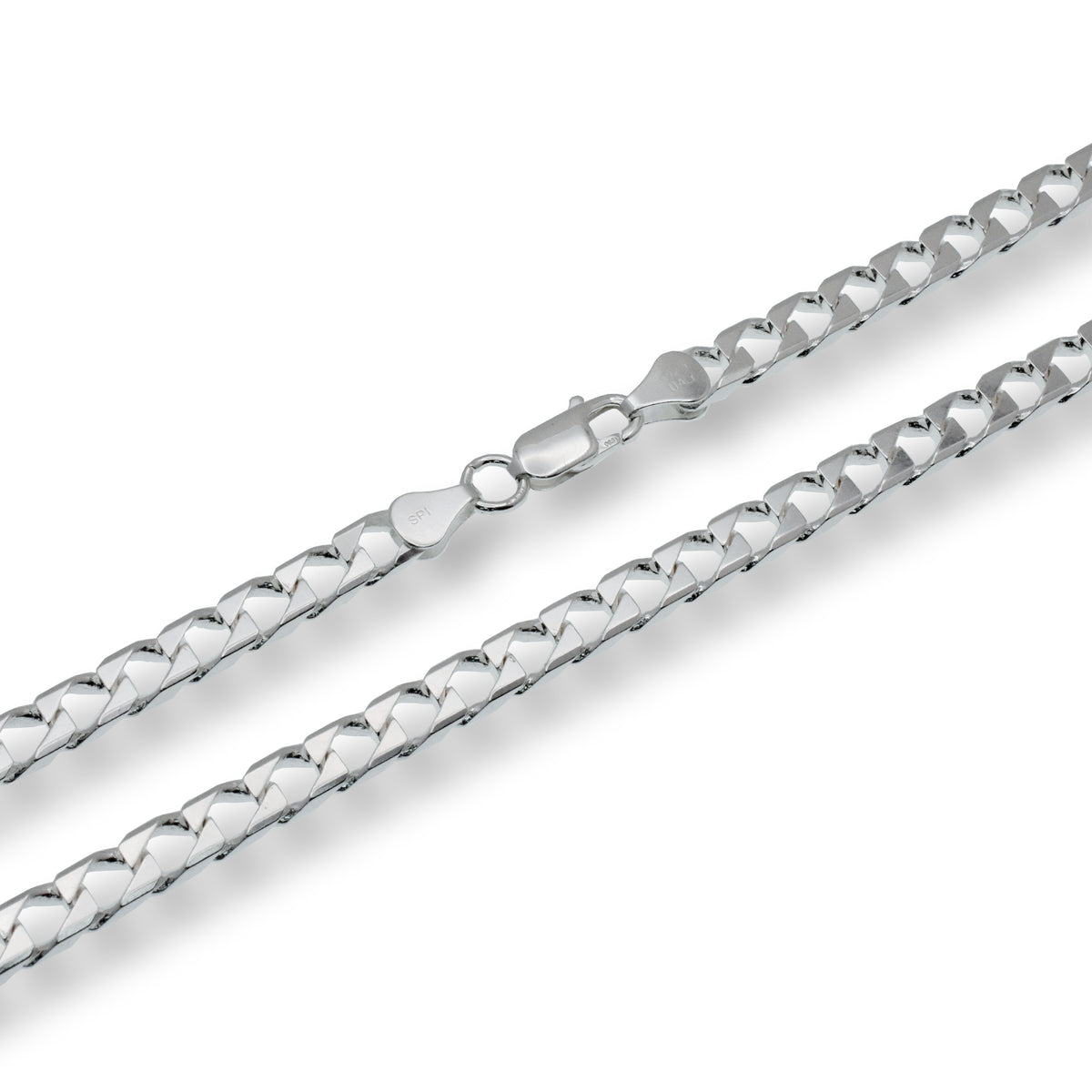 Square Curb Diamond Cut Ten Sided 250 7.2mm Chain or Bracelet