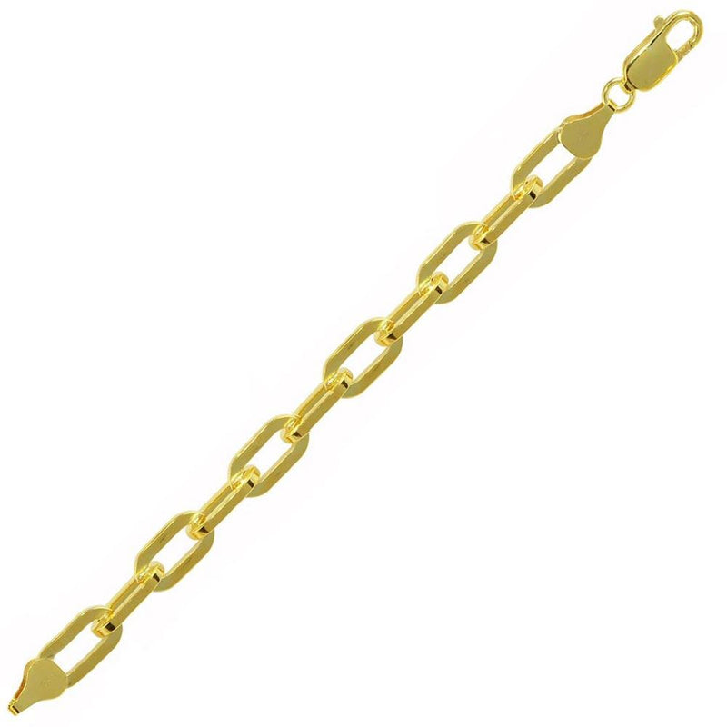 Cadena o pulsera con clip de papel con eslabones de corte D ovalado ancho chapado en oro de plata 925 de 5 mm - CH949 GP