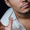 925 Sterling Gun Metal plateado Battuta Cuerda 180 Cadena o pulsera de 3,7 mm - CH961