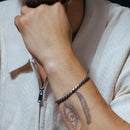 925 Sterling Gun Metal plateado Battuta Cuerda 180 Cadena o pulsera de 3,7 mm - CH961