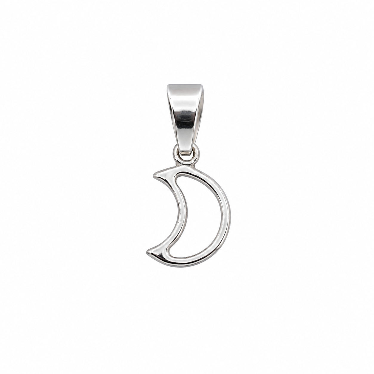 High Polish Sterling Silver Moon Cut Out Charm- CHARM0098