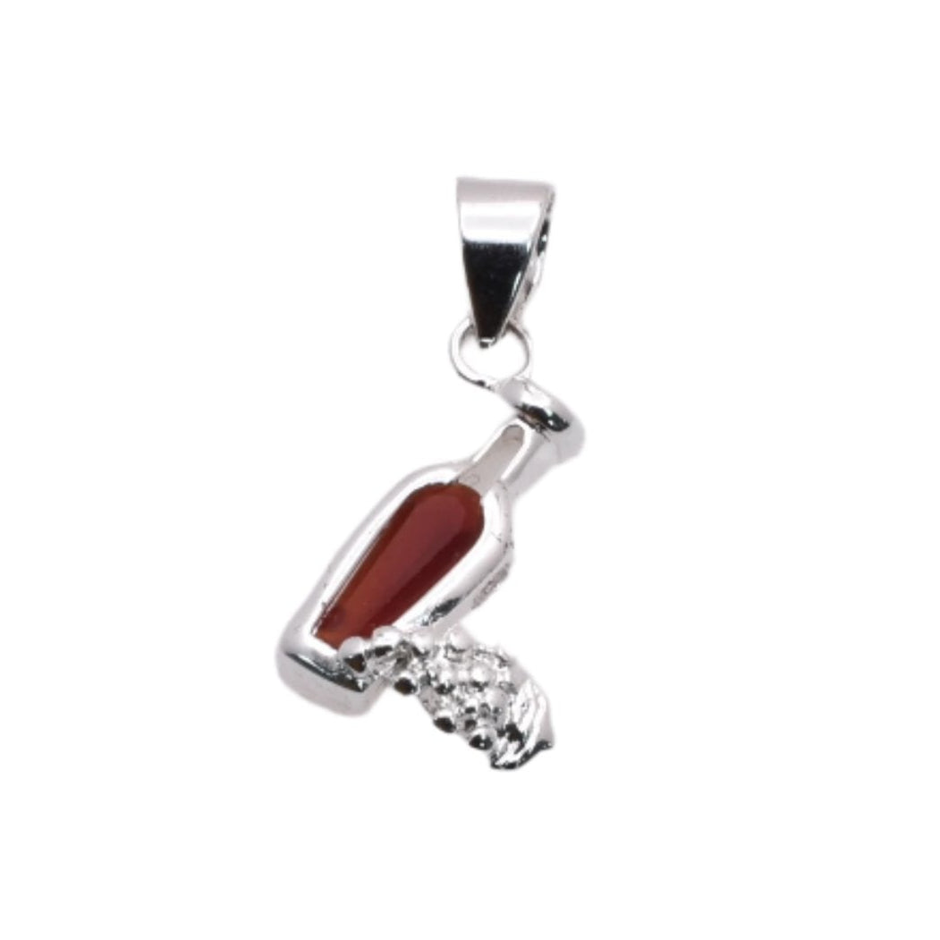 Charm de vino embotellado en plata de ley 925 rodiada - CHARM00104