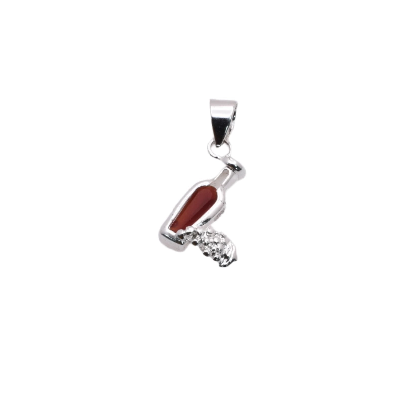 Charm de vino embotellado en plata de ley 925 rodiada - CHARM00104