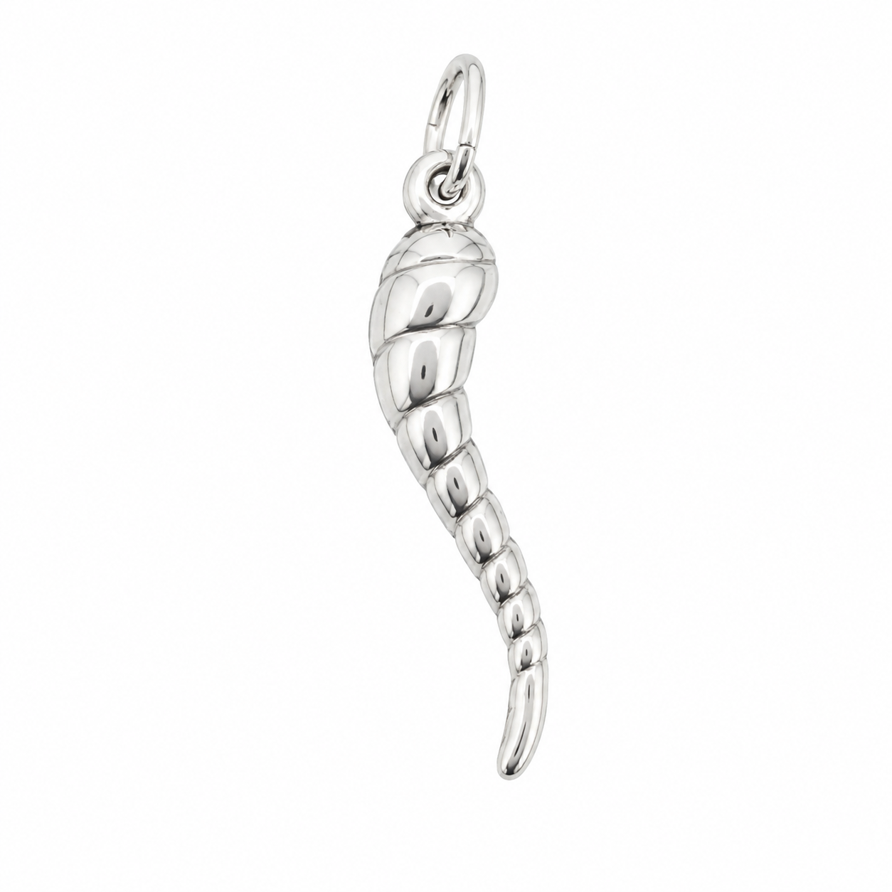 High Polish 925 Sterling Silver Twisted Italian Horn Charm- CHARM00115
