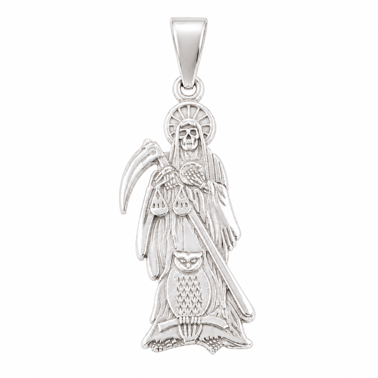925 Sterling Silver Flat Santa Muerte Charm- CHARM00116