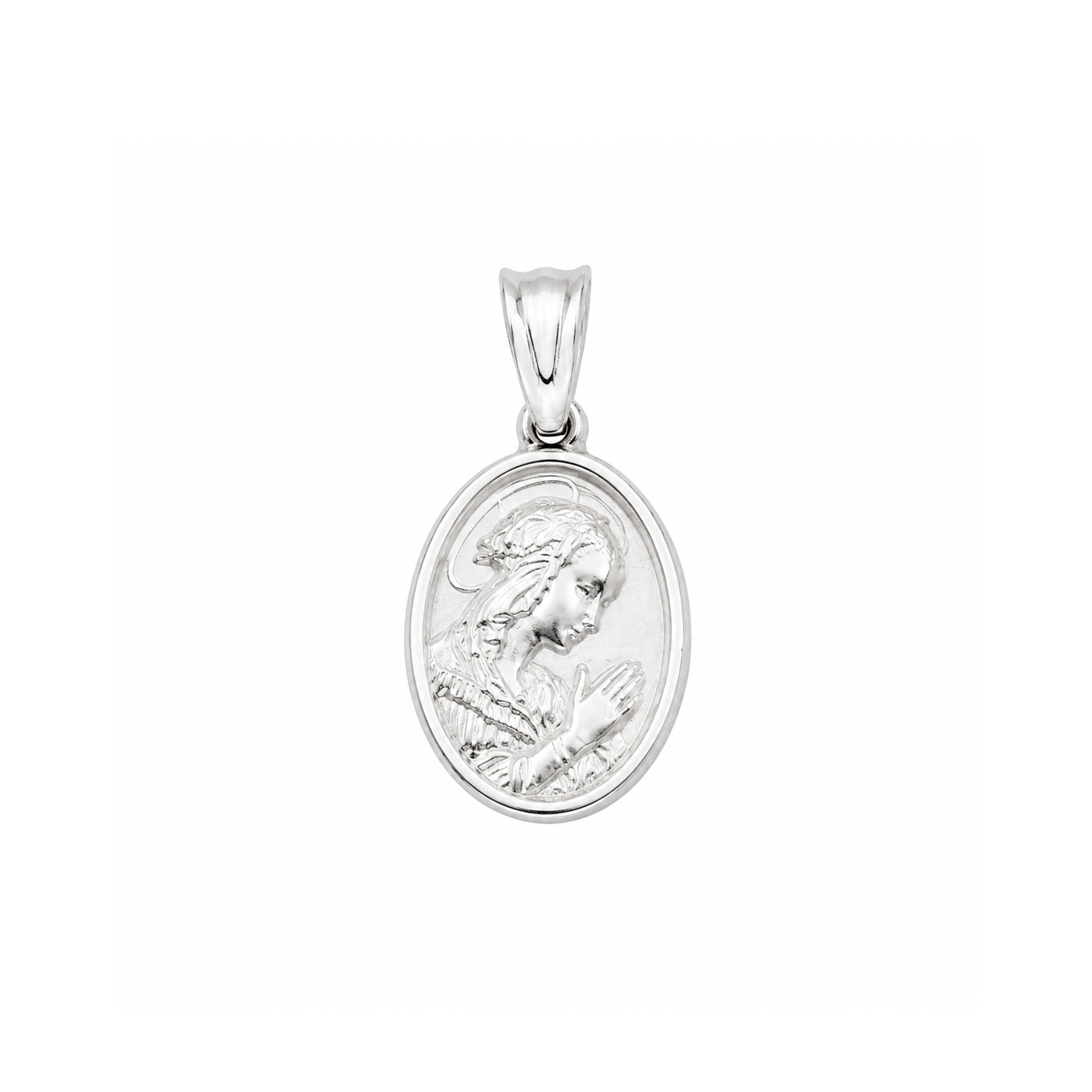 925 Sterling Silver Oval Madonna Charm Pendant- CHARM00139