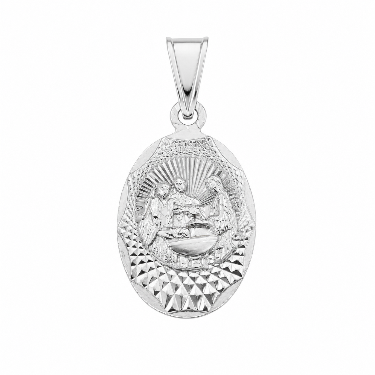 925 Sterling Silver Oval DC Baptism Charm Pendant- CHARM00141
