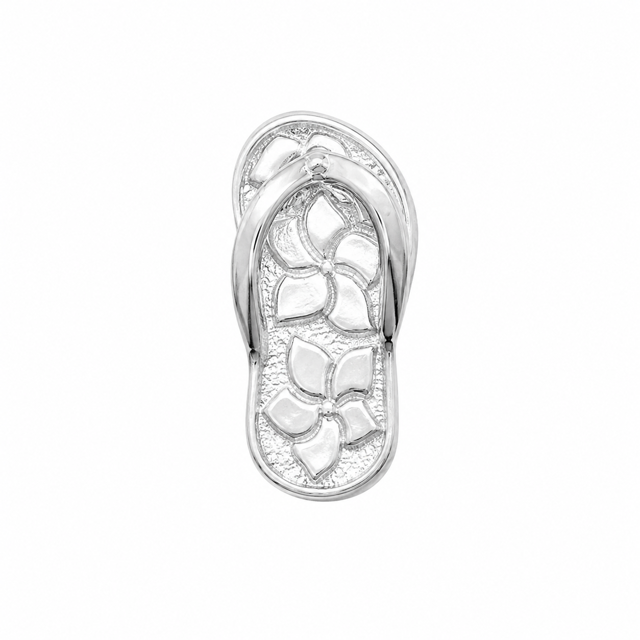 High Polish 925 Silver Nugget Sandal Charm - CHARM00162
