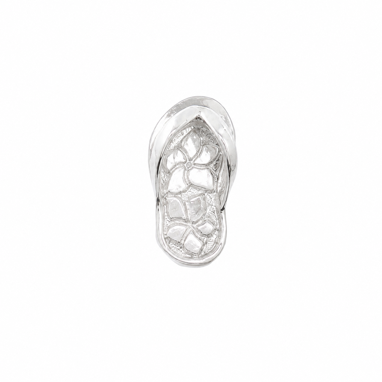 High Polish 925 Silver Nugget Sandal Charm - CHARM00162
