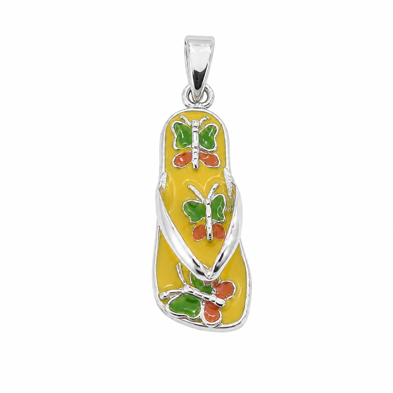 Rhodium Plated 925 Colored Butterfly Sandal Charm- CHARM00158