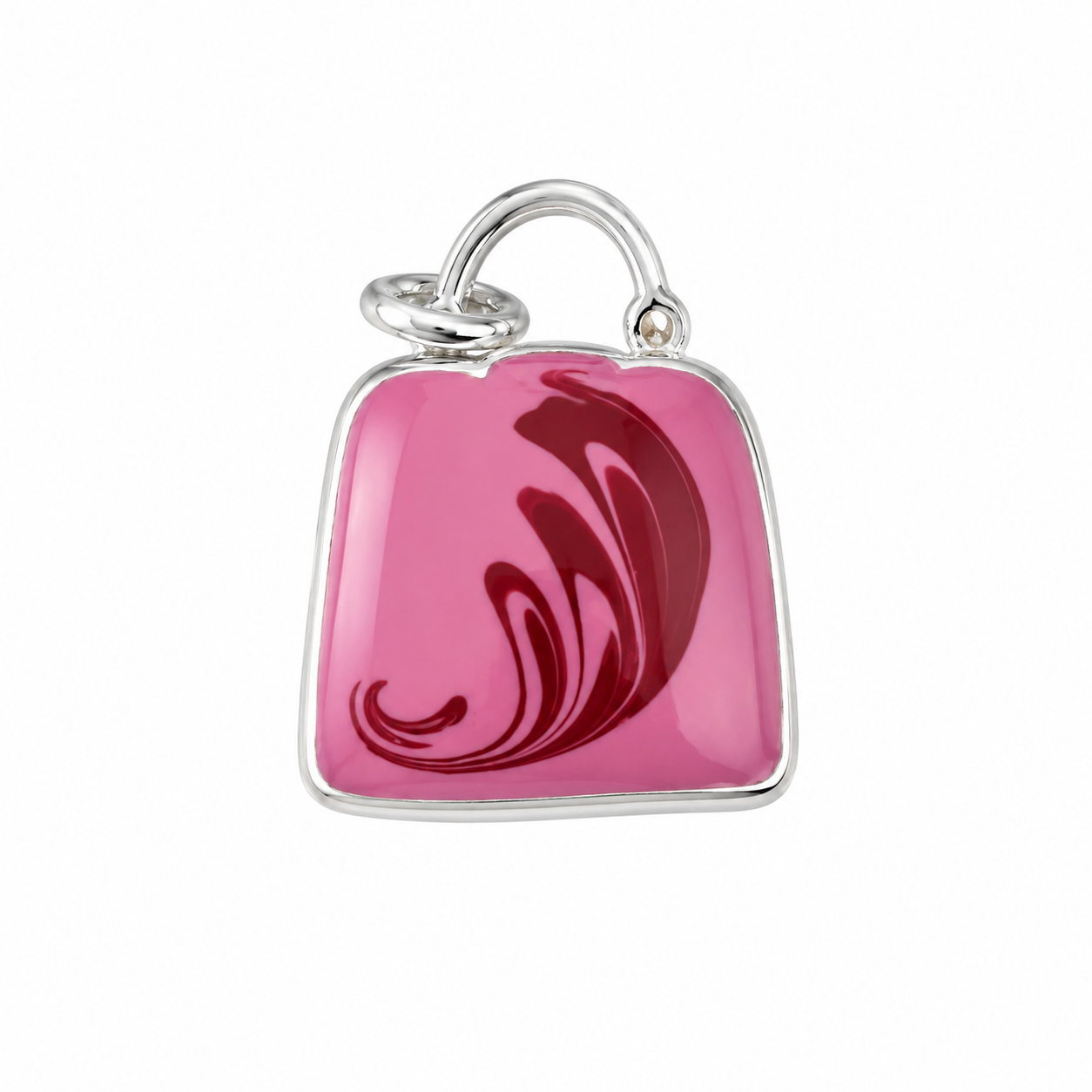 High Polish 925 Silver DC Colored Enamel Purse Charm Pendant- CHARM00164