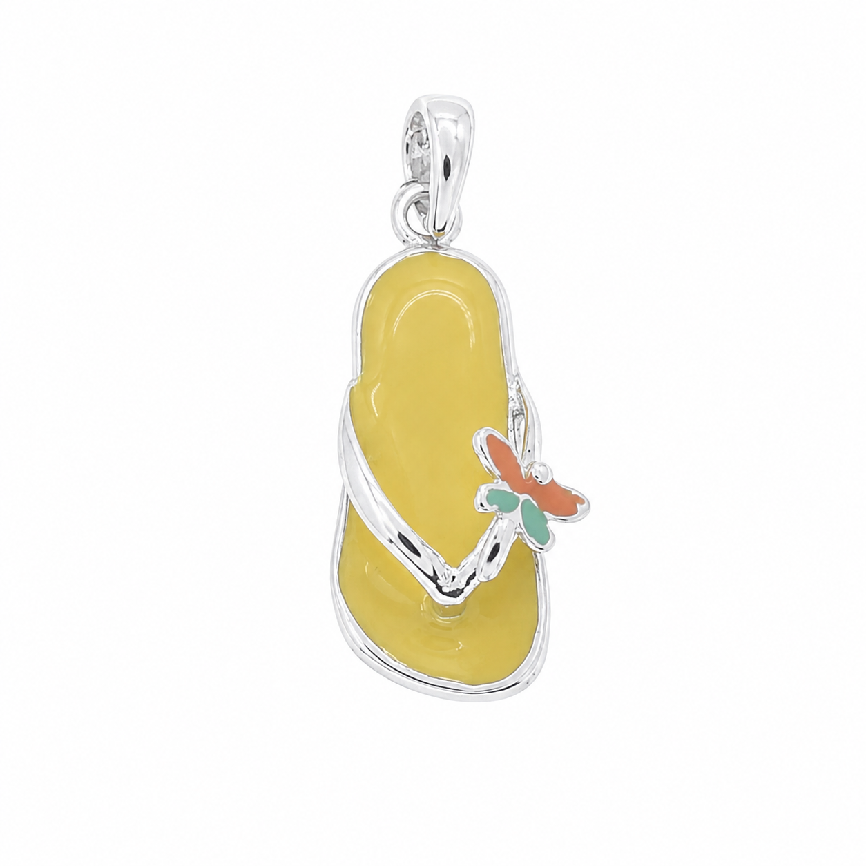 Rhodium Plated 925 Yellow Dragonfly Sandal Charm- CHARM00159
