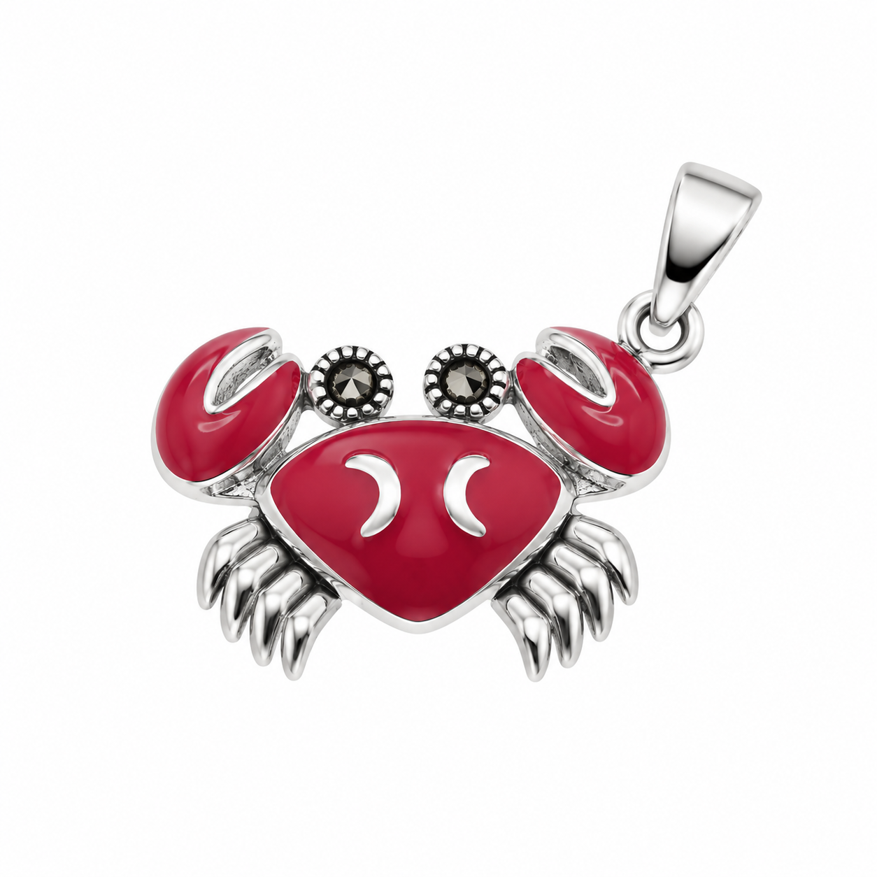925 Silver Marcasite & Enamel Crab Charm Pendant- CHARM00168