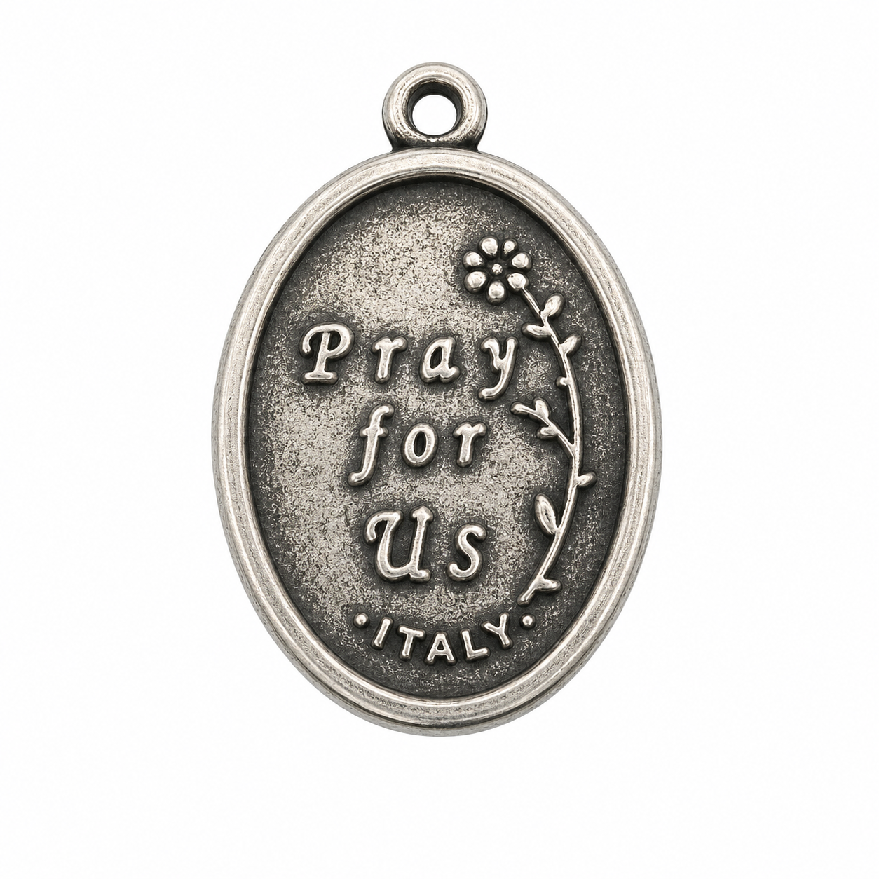 925 Silver Oxidized Oval Saint Jude/ Pray For Us Charm- CHARM00175