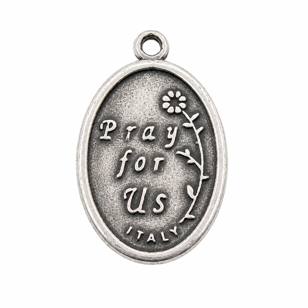 925 Silver Oxidized Oval Saint Clare / Pray For Us Charm- CHARM00177