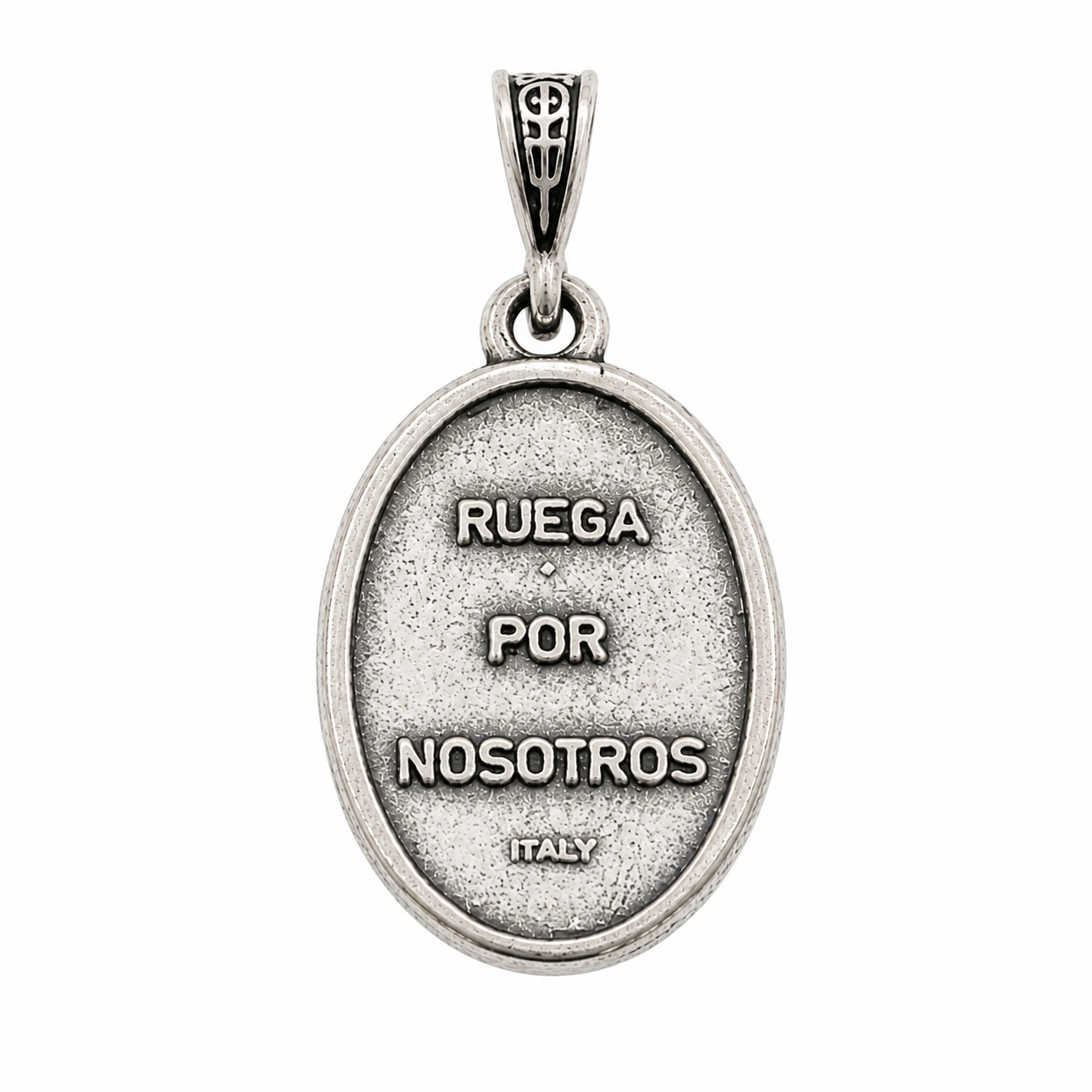925 Silver Oxidized Oval Saint Barbara / Pray For US Charm- CHARM00179