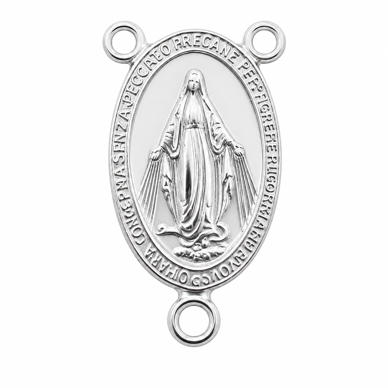 925 Sterling Silver Miraculous Virgin Mary Rosary Connector Medal Charm- CHARM00183