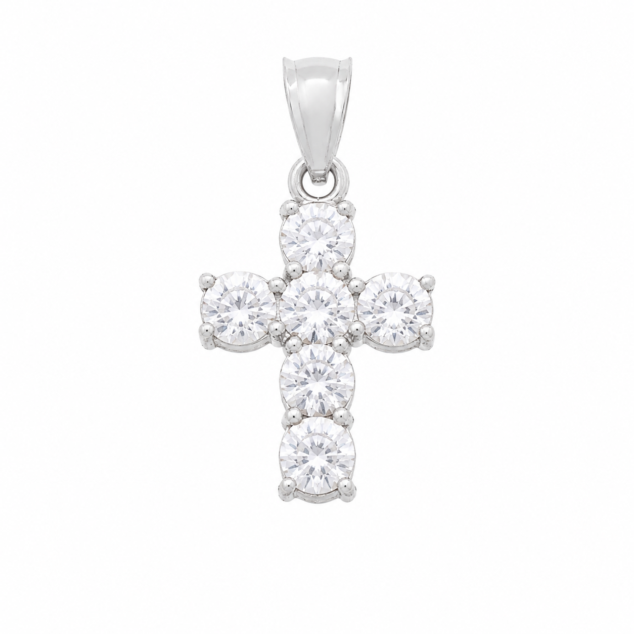 925 Sterling Silver Dainty CZ Cross Charm Pendant- CHARM00190