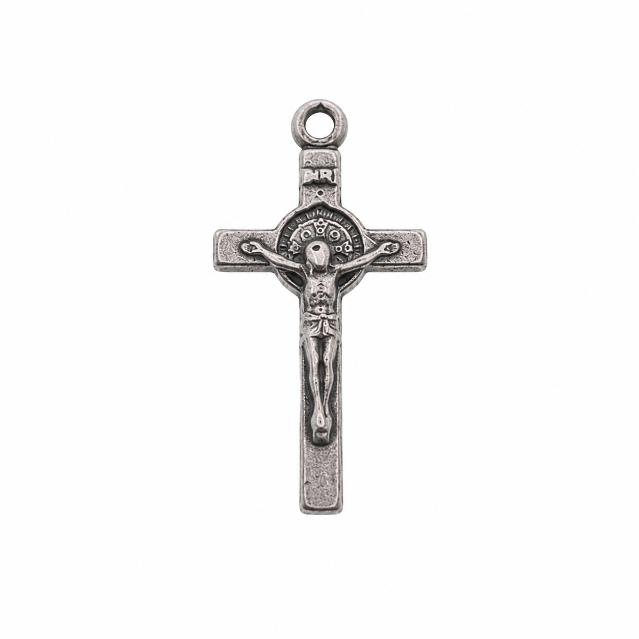 925 Sterling Silver Oxidized Thin Crucifix Cross Charm Pendant- CHARM00192