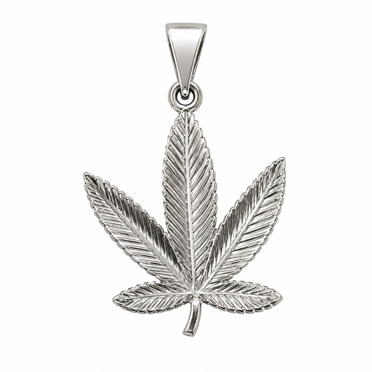 925 Sterling Silver Oxidized Marijuana Weed Leaf Pendant- CHARM00206