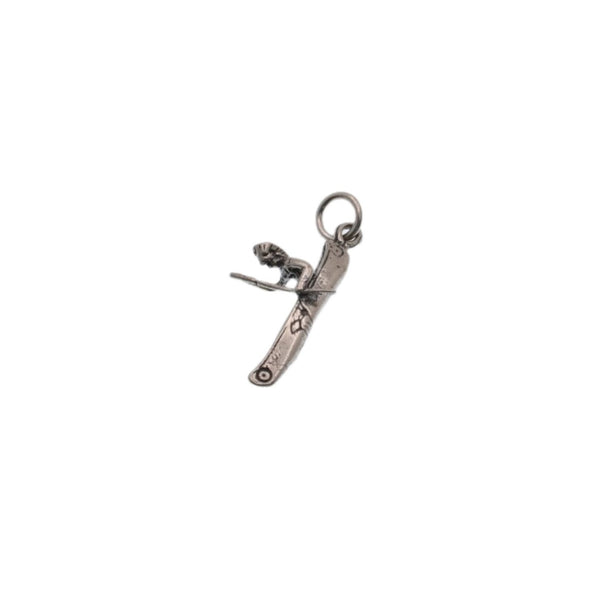 925 Silver Oxidized Native Canoe Charm - CHARM0046